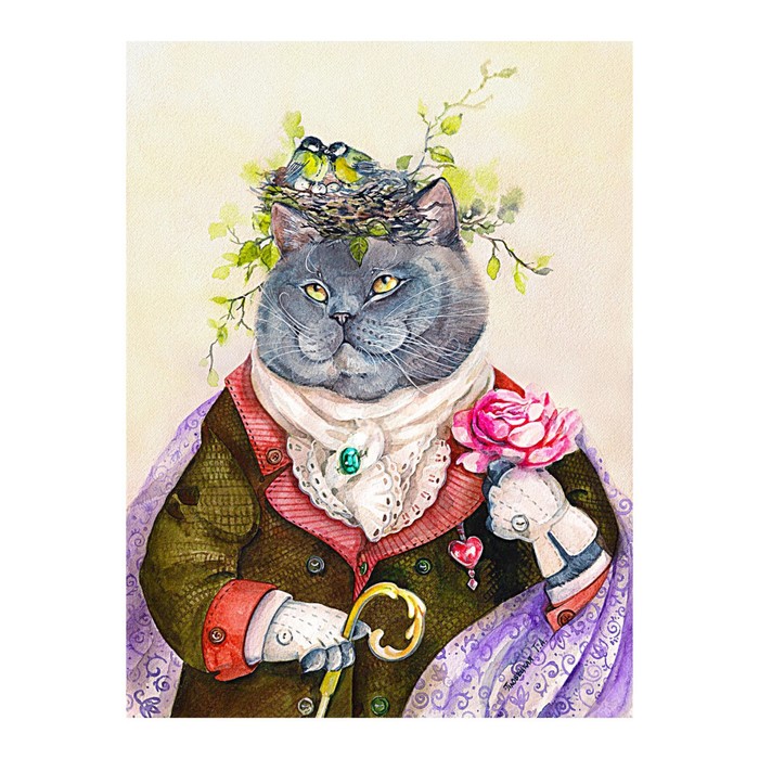 Картина стразами "Кот с душой поэта" 40х60 см