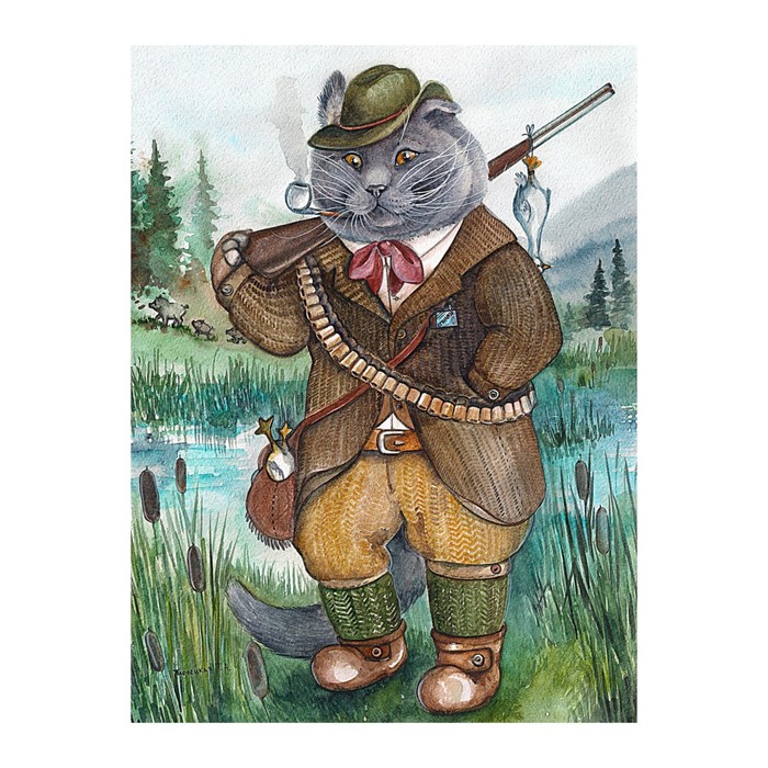 Картина стразами "Кот охотник" 40х60 см
