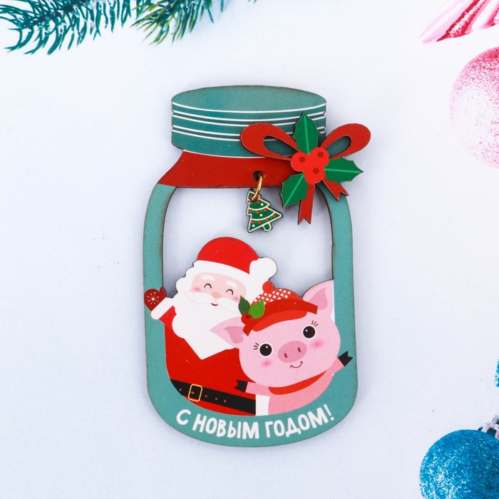 Магнит деревянный "С Новым Годом!"