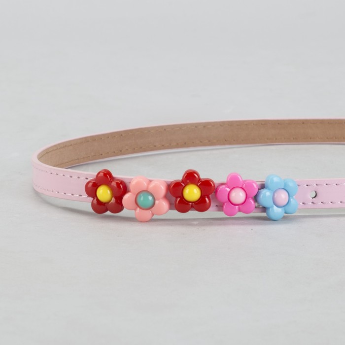 Ремень детский, гладкий, пряжка металл, цвет розовый