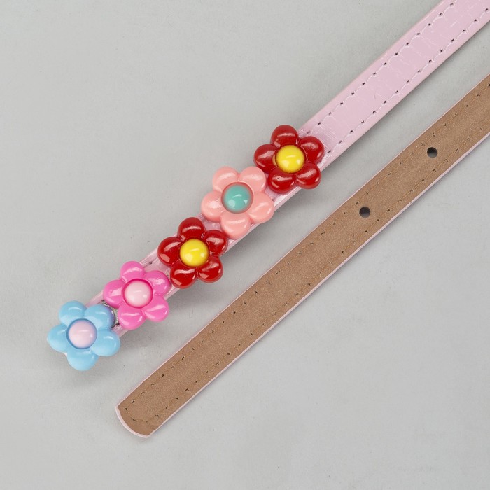 Ремень детский, гладкий, пряжка металл, цвет розовый