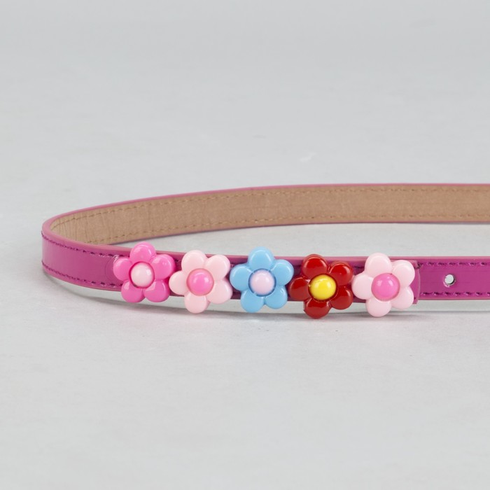 Ремень детский, гладкий, пряжка металл, цвет малиновый