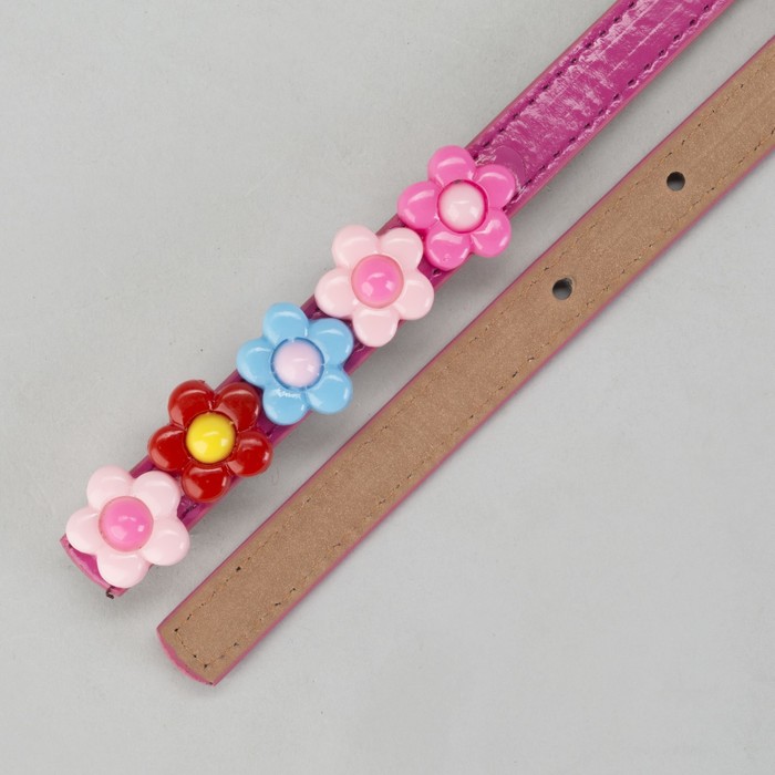 Ремень детский, гладкий, пряжка металл, цвет малиновый