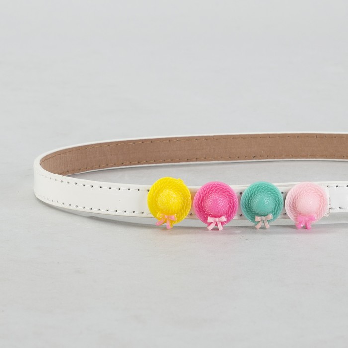 Ремень детский, гладкий, пряжка металл, цвет белый