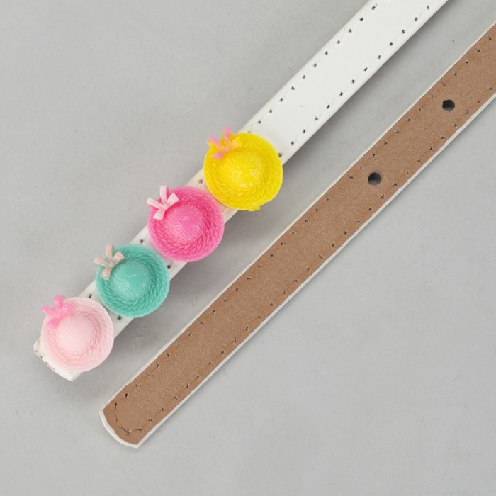 Ремень детский, гладкий, пряжка металл, цвет белый