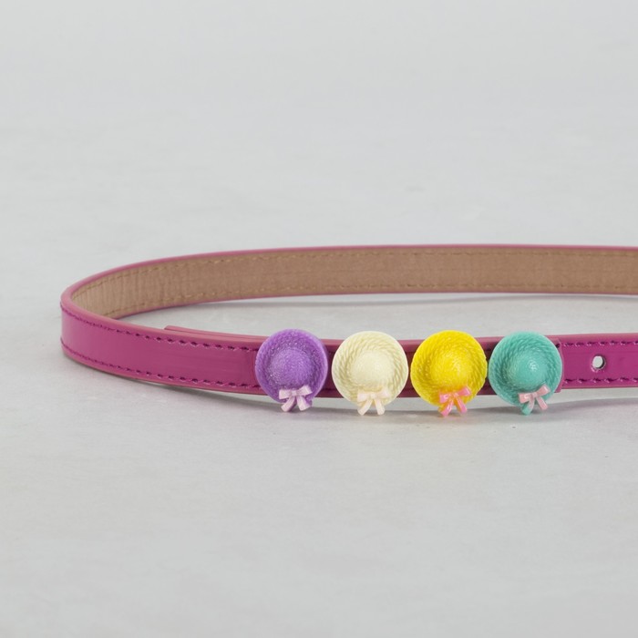 Ремень детский, гладкий, пряжка металл, цвет малиновый