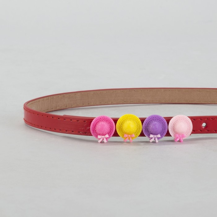 Ремень детский, гладкий, пряжка металл, цвет красный