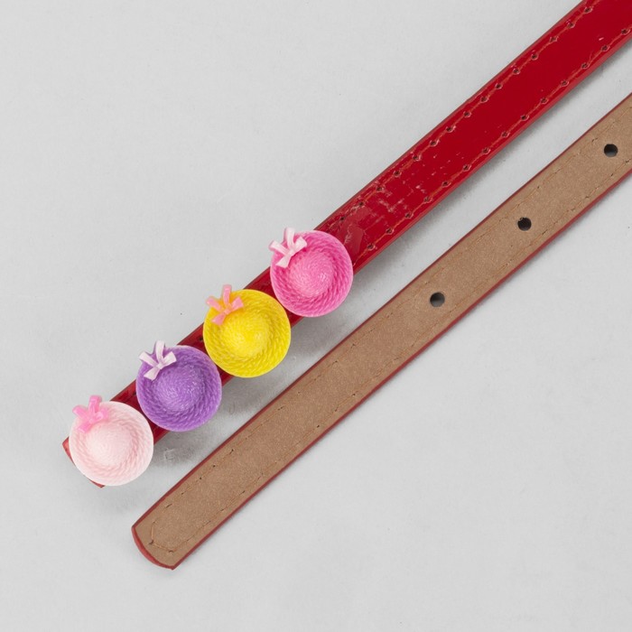 Ремень детский, гладкий, пряжка металл, цвет красный