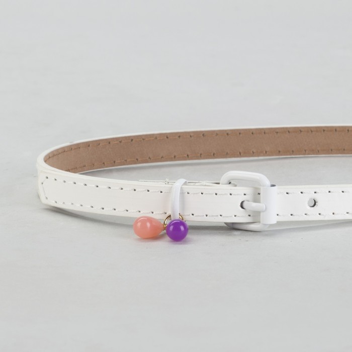 Ремень детский, гладкий, пряжка хомут металл, цвет белый