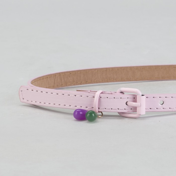 Ремень детский, гладкий, пряжка хомут металл, цвет розовый