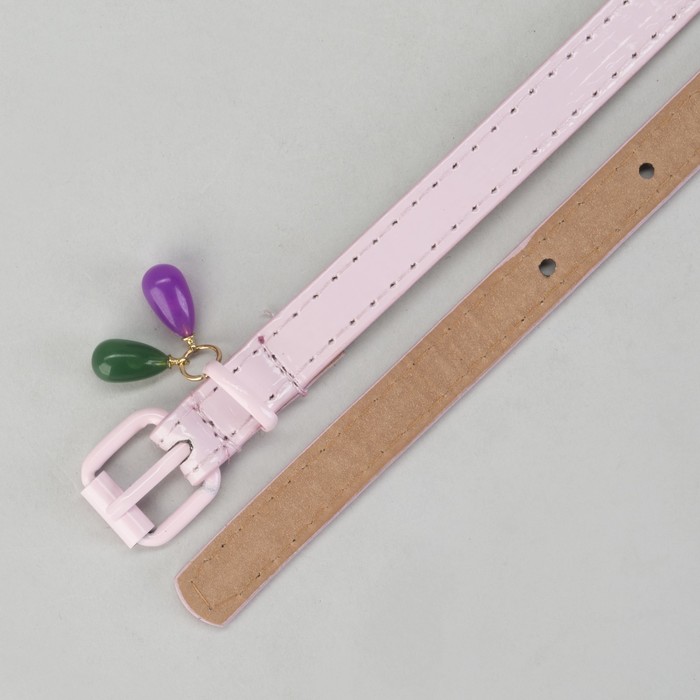 Ремень детский, гладкий, пряжка хомут металл, цвет розовый