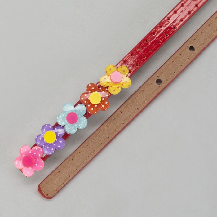 Ремень детский, гладкий, пряжка металл, цвет красный