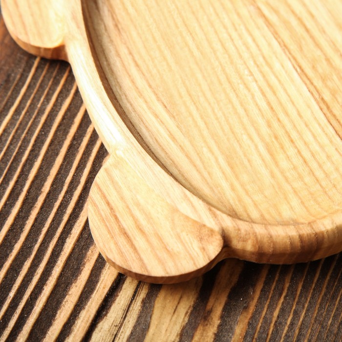 Тарелка деревянная "Мишка", массив ясеня, 15 х 13 см