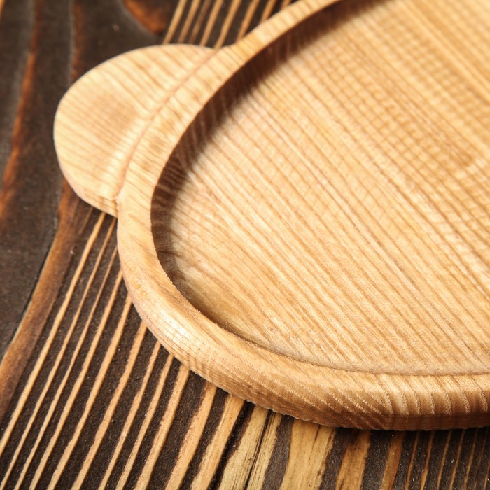 Тарелка деревянная "Мишка", массив ясеня, 20 х 17 см