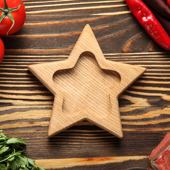 Тарелка деревянная "Звезда", массив ясеня, 15 х 15 см