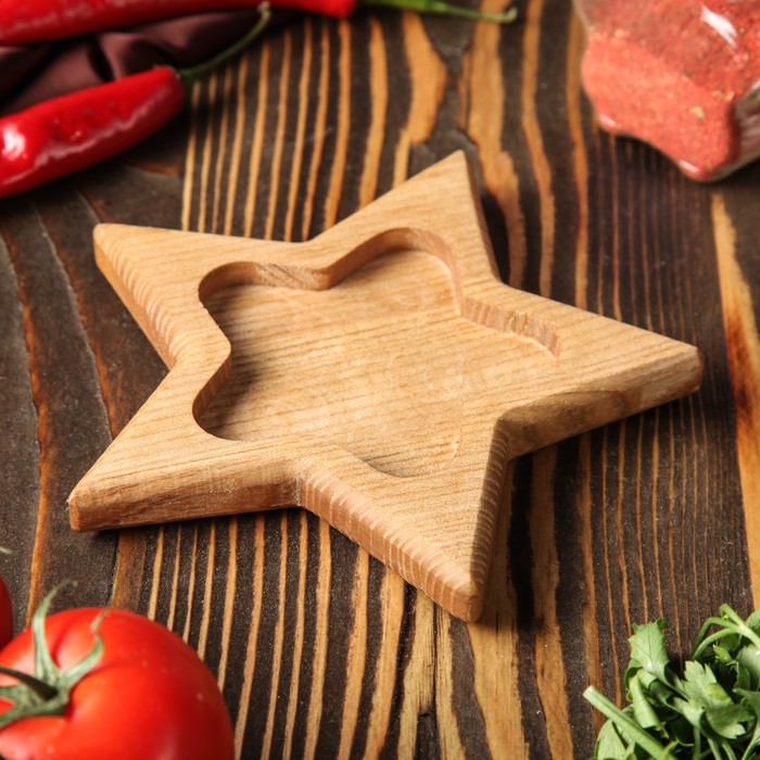 Тарелка деревянная "Звезда", массив ясеня, 15 х 15 см
