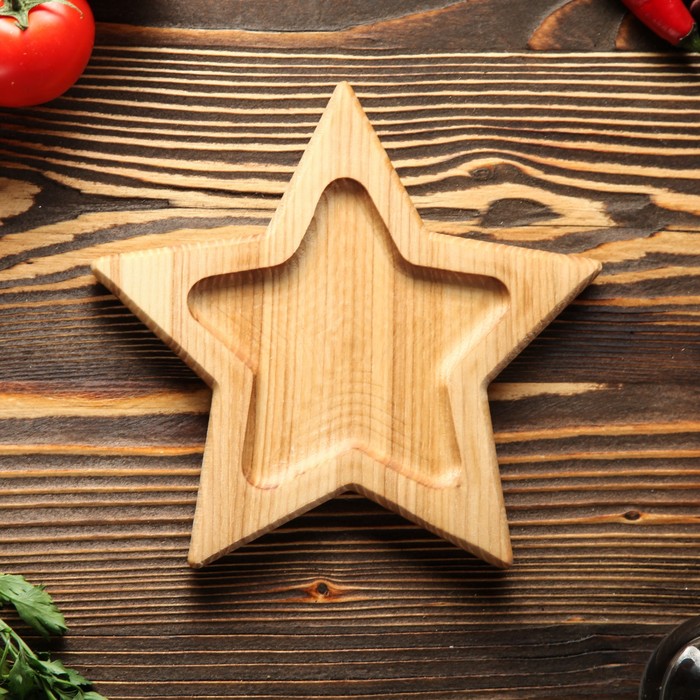 Тарелка деревянная "Звезда", массив ясеня, 20 х 20 см