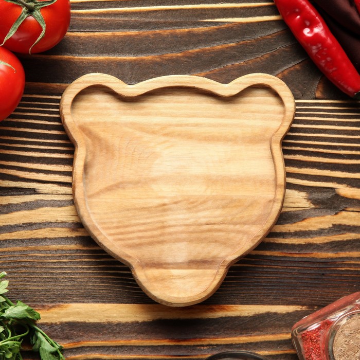 Тарелка деревянная "Косолапый", массив ясеня, 15 х 15 см