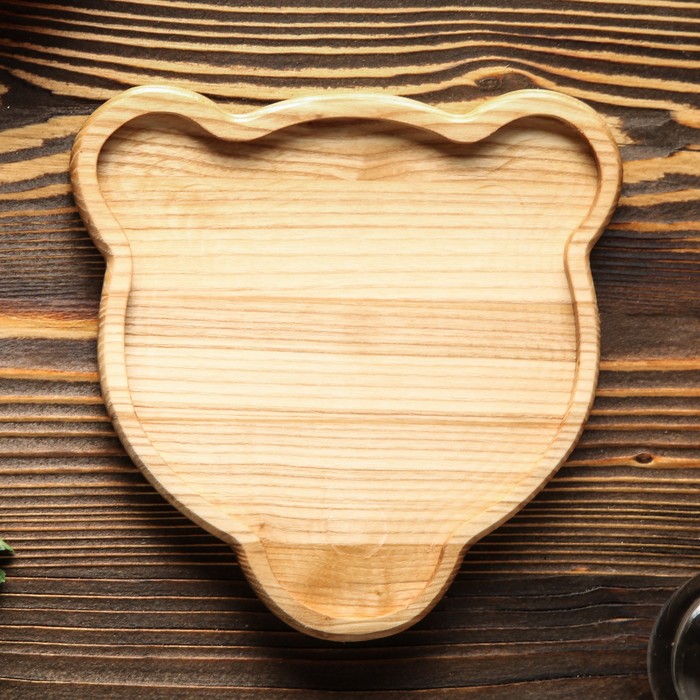 Тарелка деревянная "Косолапый", массив ясеня, 15 х 15 см