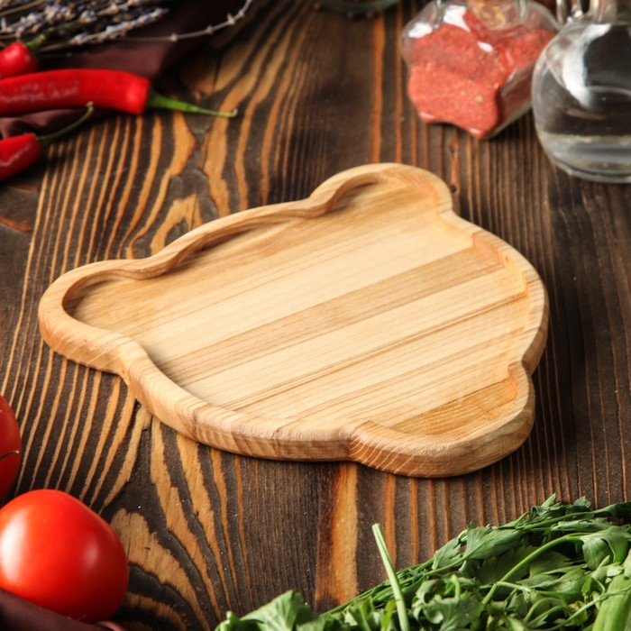 Тарелка деревянная "Косолапый", массив ясеня, 15 х 15 см