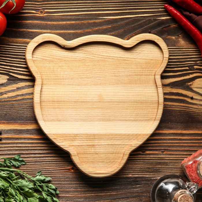 Тарелка деревянная "Косолапый", массив ясеня, 25 х 25 см