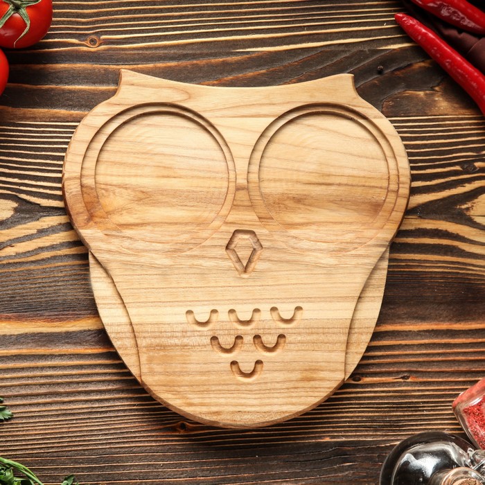 Доска для нарезки и подачи "Совушка", массив ясеня, 25х25 см