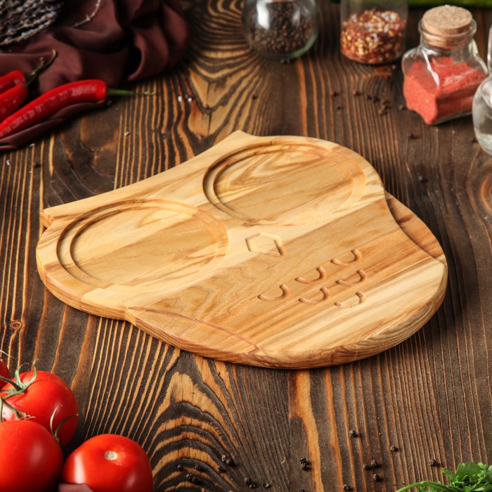Доска для нарезки и подачи "Совушка", массив ясеня, 30х30 см