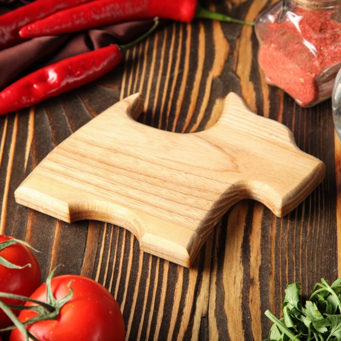 Доска для нарезки и подачи "Пёс", массив ясеня, 15х13 см