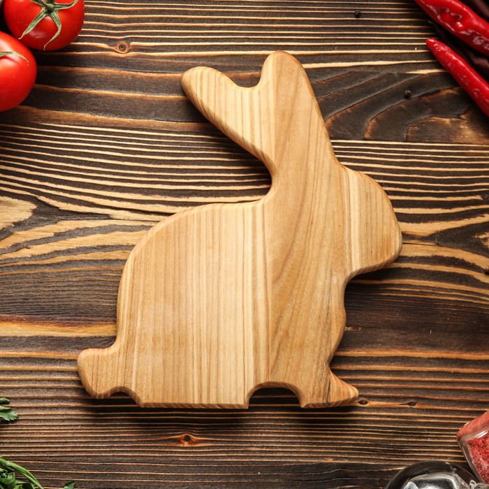 Доска для нарезки и подачи "Зайка", массив ясеня, 25х22 см