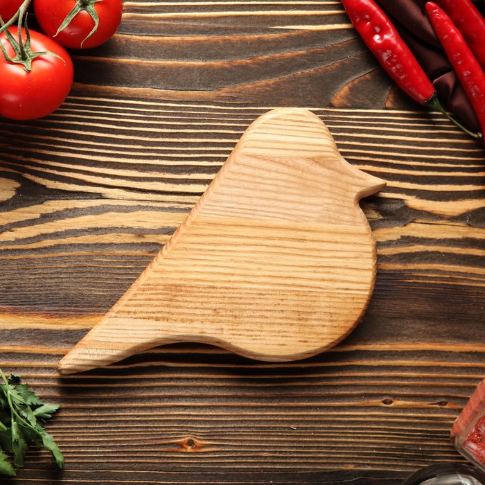 Доска для нарезки и подачи "Птичка", массив ясеня,20х18 см