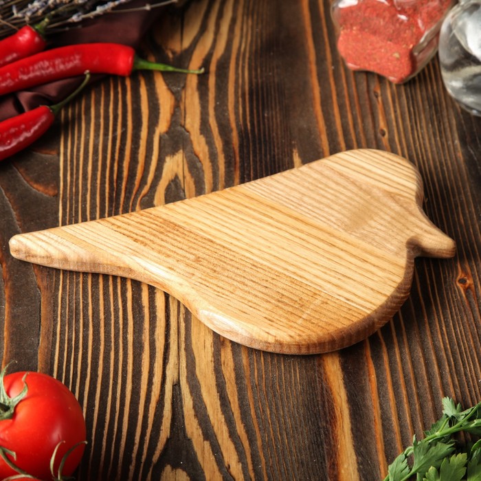 Доска для нарезки и подачи "Птичка", массив ясеня,20х18 см