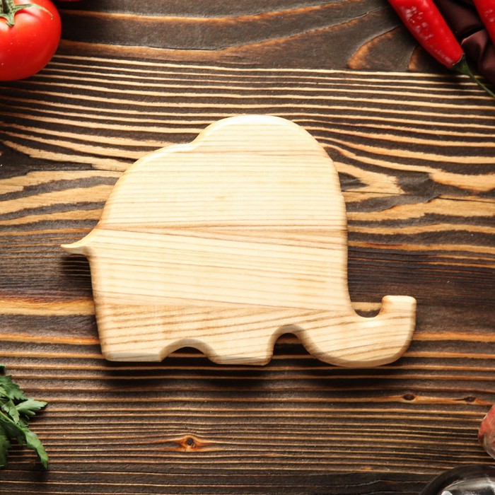 Доска для нарезки и подачи "Слоник", массив ясеня, 20х14 см