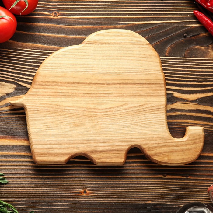Доска для нарезки и подачи "Слоник", массив ясеня, 30х21 см