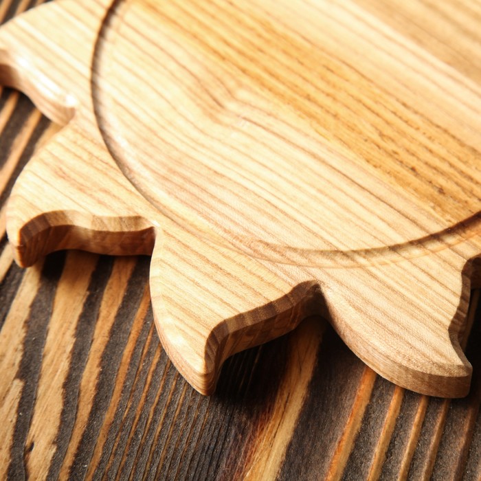 Доска для нарезки и подачи "Солнце", массив ясеня, 20х20 см