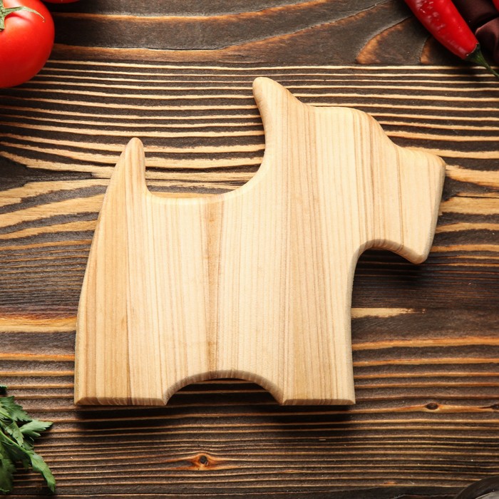 Доска для нарезки и подачи "Пёс", массив ясеня, 20х17 см