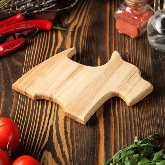 Доска для нарезки и подачи "Пёс", массив ясеня, 20х17 см