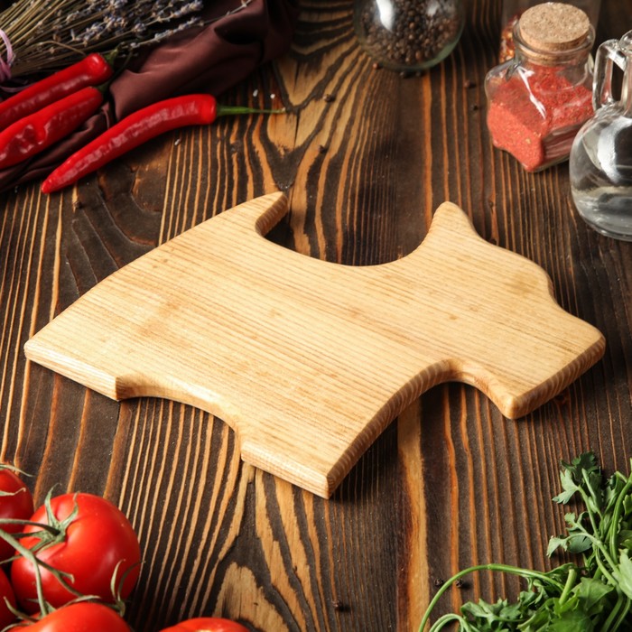 Доска для нарезки и подачи "Пёс", массив ясеня, 25х22 см