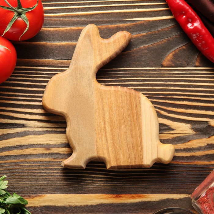Доска для нарезки и подачи "Зайка", массив ясеня, 15х13 см