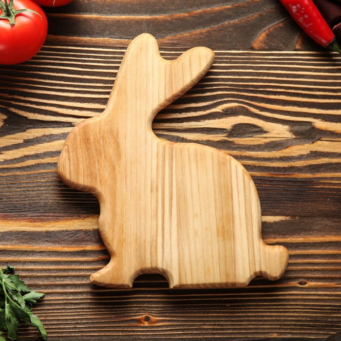 Доска для нарезки и подачи "Зайка", массив ясеня, 20х18 см