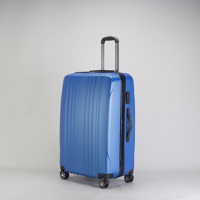 Чемодан большой 28", отдел на молнии, кодовый замок, 4 колеса, цвет синий
