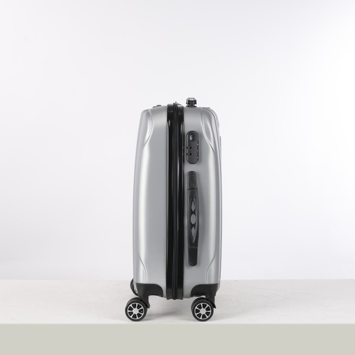 Чемодан малый 20", отдел на молнии, кодовый замок, 4 колеса, цвет серый