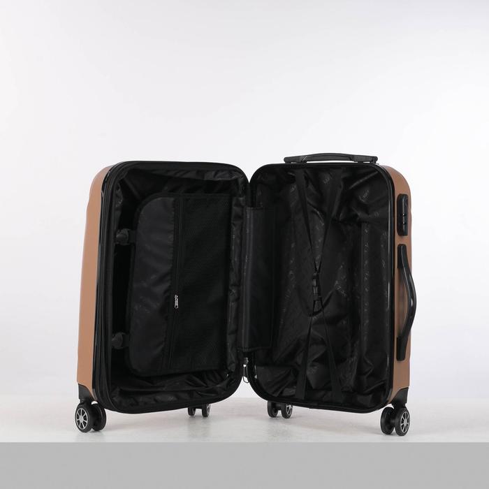 Чемодан малый 20", отдел на молнии, кодовый замок, 4 колеса, цвет шампань