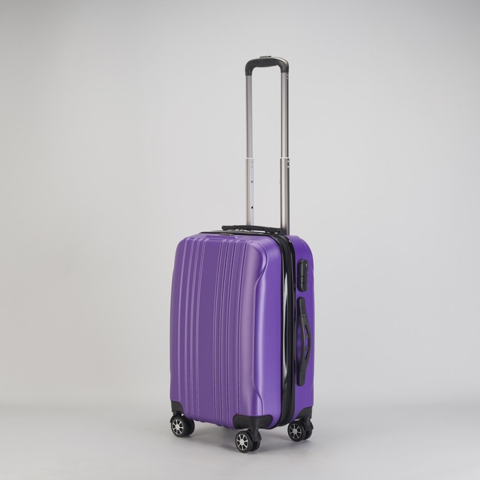 Чемодан малый 20", отдел на молнии, кодовый замок, 4 колеса, цвет фиолетовый