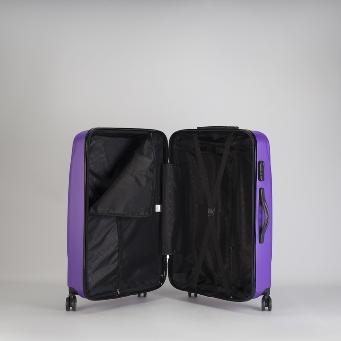 Чемодан большой 28", отдел на молнии, кодовый замок, 4 колеса, цвет фиолетовый