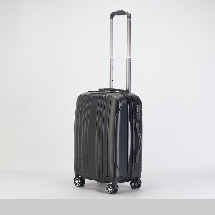 Чемодан малый 20", отдел на молнии, кодовый замок, 4 колеса, цвет чёрный