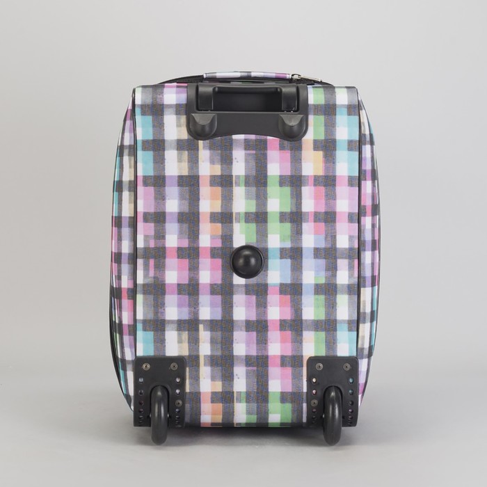 Чемодан малый "Клетка" 20", отдел на молнии, с расширением, наружный карман, 2 колеса