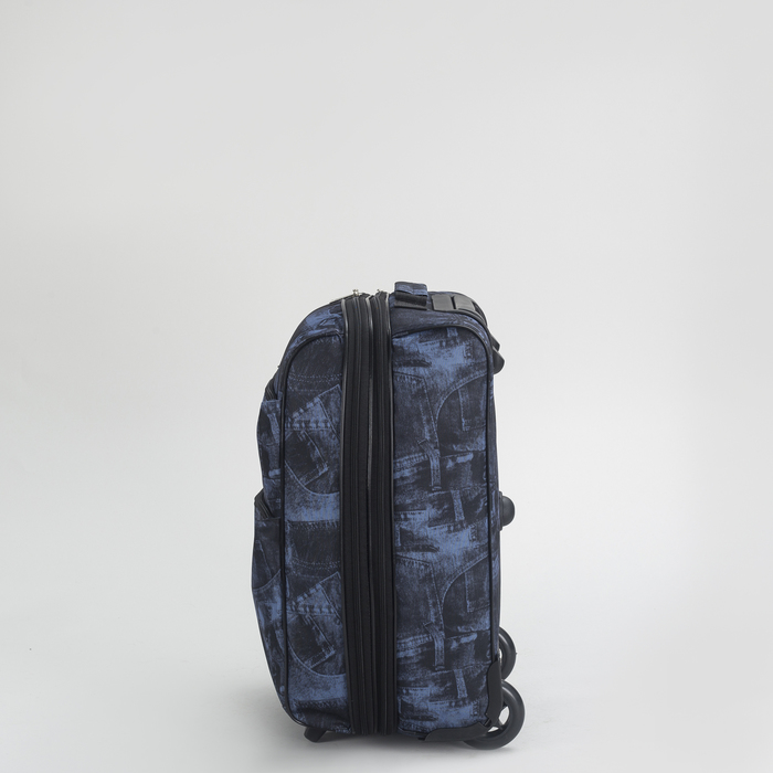 Чемодан малый 20", отдел на молнии, с расширением, наружный карман, 2 колеса, цвет серый джинс