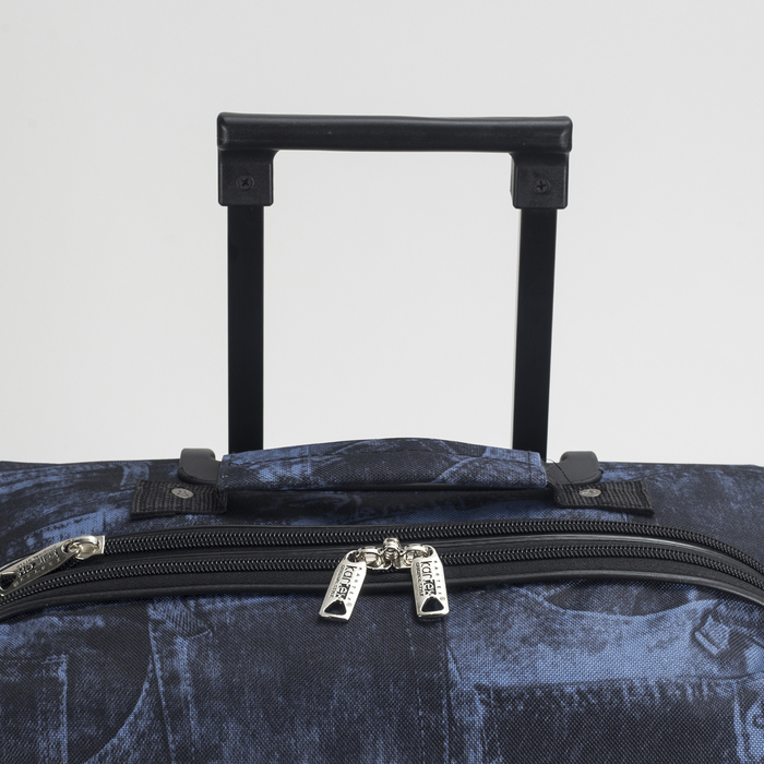 Чемодан малый 20", отдел на молнии, с расширением, наружный карман, 2 колеса, цвет серый джинс