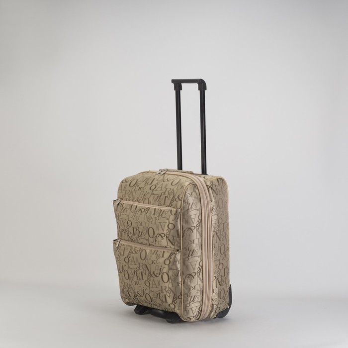 Чемодан малый 20", отдел на молнии, с расширением, наружный карман, 2 колеса, цвет бежевый