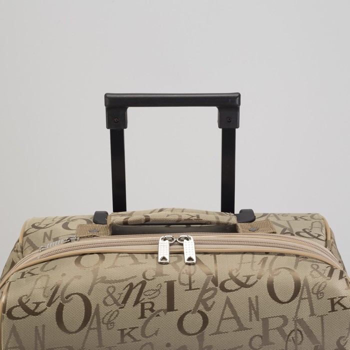 Чемодан малый 20", отдел на молнии, с расширением, наружный карман, 2 колеса, цвет бежевый